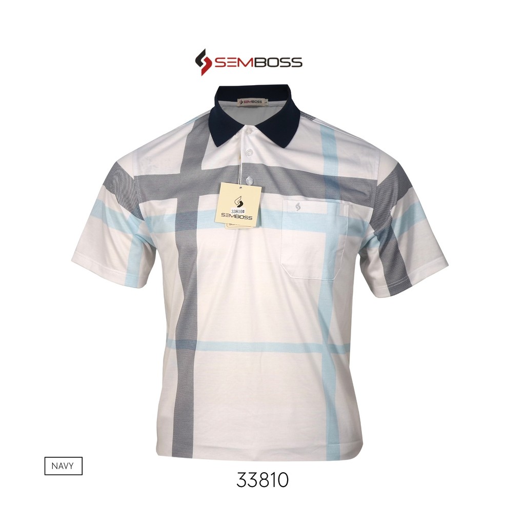 Kaos Kerah Pria Semboss Lengan Pendek Bahan Katun Adem Berkantong 33810