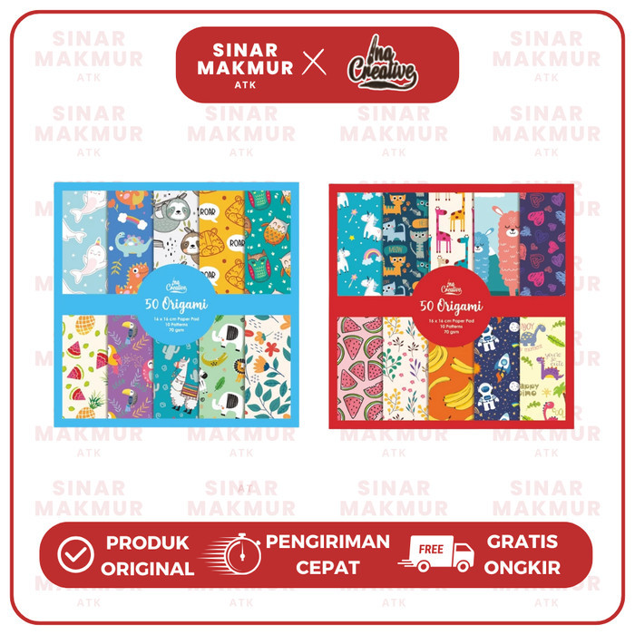 

Kertas Origami/Kertas Lipat Kreasi Motif/Pattern Double Sided/Dua Sisi 16 x 16 cm Isi 50 Lembar Original Ina Creative (Pak)