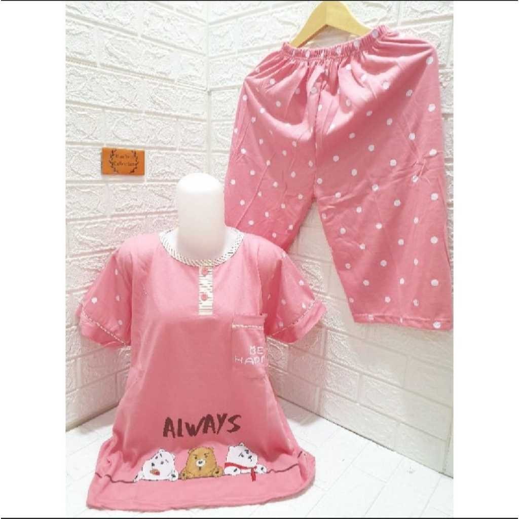 PIYAMA PENDEK PENDEK BAJU TIDUR 3/4 JUMBO / Setelan Baju Tidur Kaos Celana 3/4 Jumbo Big Size Babydo
