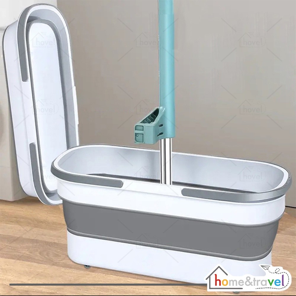 Baskom Ember Plastik Lipat Tempat Cuci Alat Pel Lantai Portable Silikon Oval Persegi Panjang