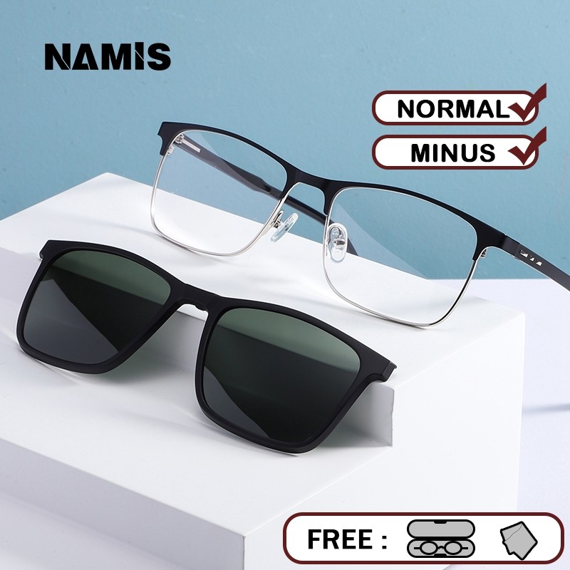 Namis Kacamata Clip On Hitam Minus Pria Wanita Anti Blueray Photocromic Bluecromic Kaca Mata Optik