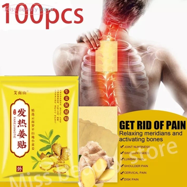 100Pcs Ginger Patch Herbal Koyo Jahe Patch Joint Bone Therapy Intensive Concentrate Krim Pengobatan Asam Urat Terapi Sendi Dan Tulang Asli Untuk Menghilangkan Rasa Sakit Meningkatkan Sirkulasi Darah Lutut Leher Kembali Pereda Nyeri