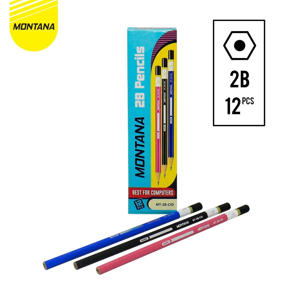 

MONTANA Pensil 2B Lulus Uji Komputer 12 Pcs Pencil Alat Tulis Sekolah dan Kantor MT-2B CID