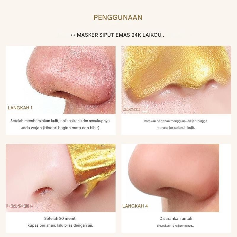 LAIKOU Penghilang Komedo Hitam 24K Gold Snail Tearing Mask 50g/Masker Wajah Menghilangkan Komedo