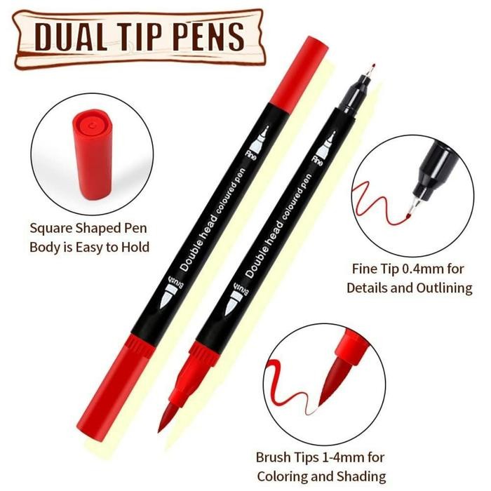 

best -Goodbata 36/60/80/100/120 Spidol Warna Set Spidol Brush Pen 2 Tips Spidol Set Marker Drawing Pen Cat Kuas Pena Kartu Lukisan Mewarnai Putih Stationery Tinta - 36 PCS