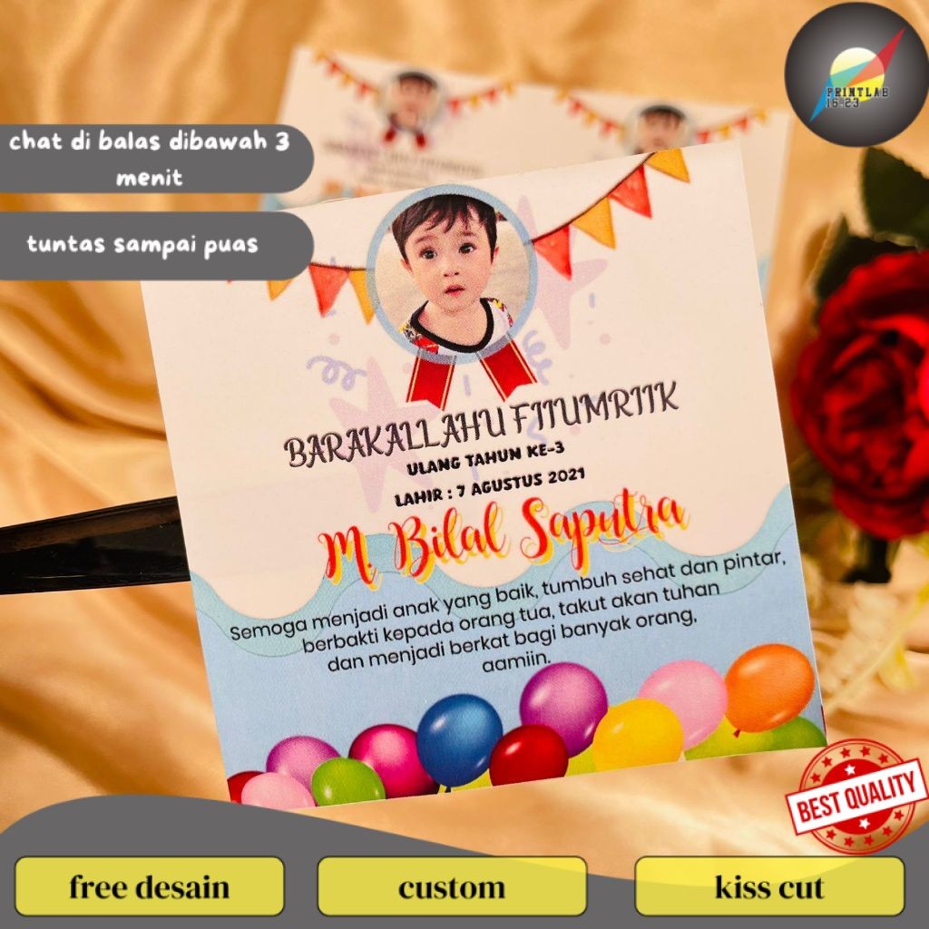 

PrintLab 9-15 Sticker Ulang Tahun Anak Bentuk Kotak Stiker Ultah Undangan Happy Birthday Uk.Besar