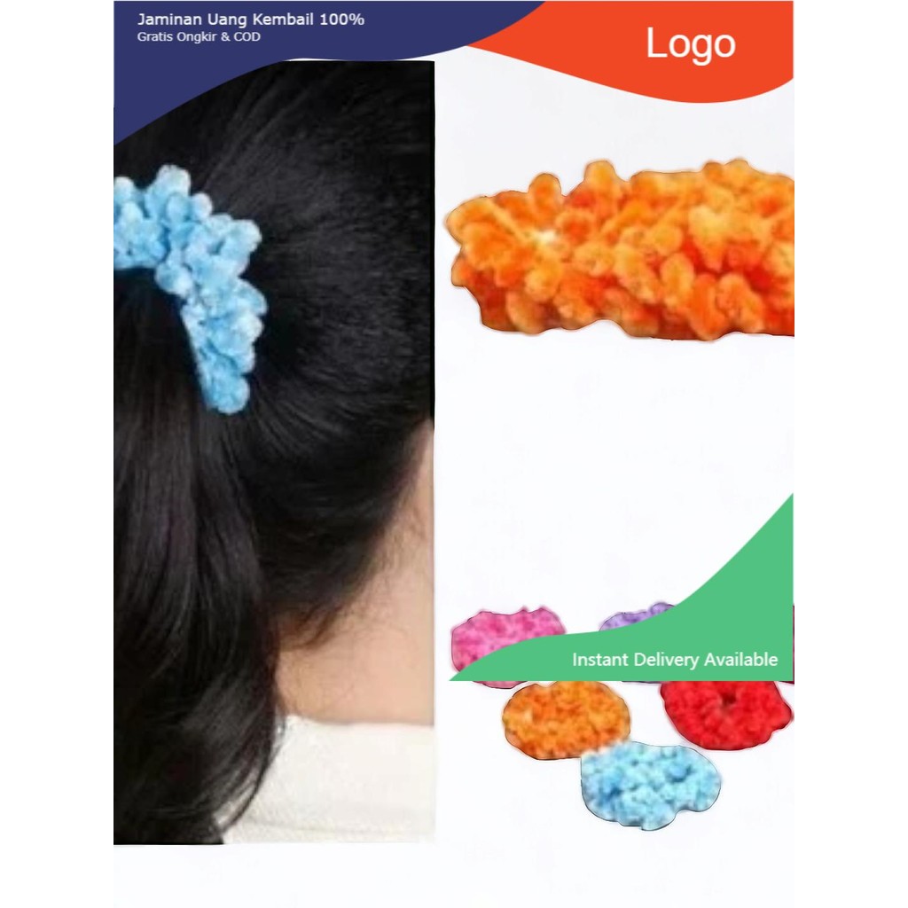 Ikat Rambut Karet  Ubur Ubur Bulu / Tali Rambut Wanita Warna Scrunchies bando korea jepit  jepun kai
