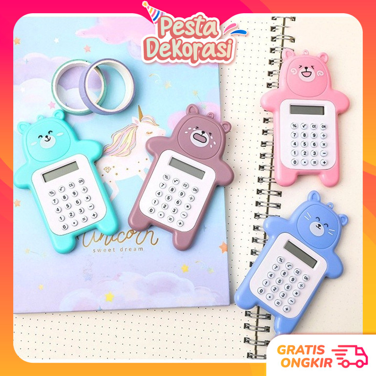 

Pesta Dekorasi 5531 Kalkulator Motif Beruang Mini Kalkulator Mini 8 Digit Tombol Kare Gantungan Kalkulator Mini