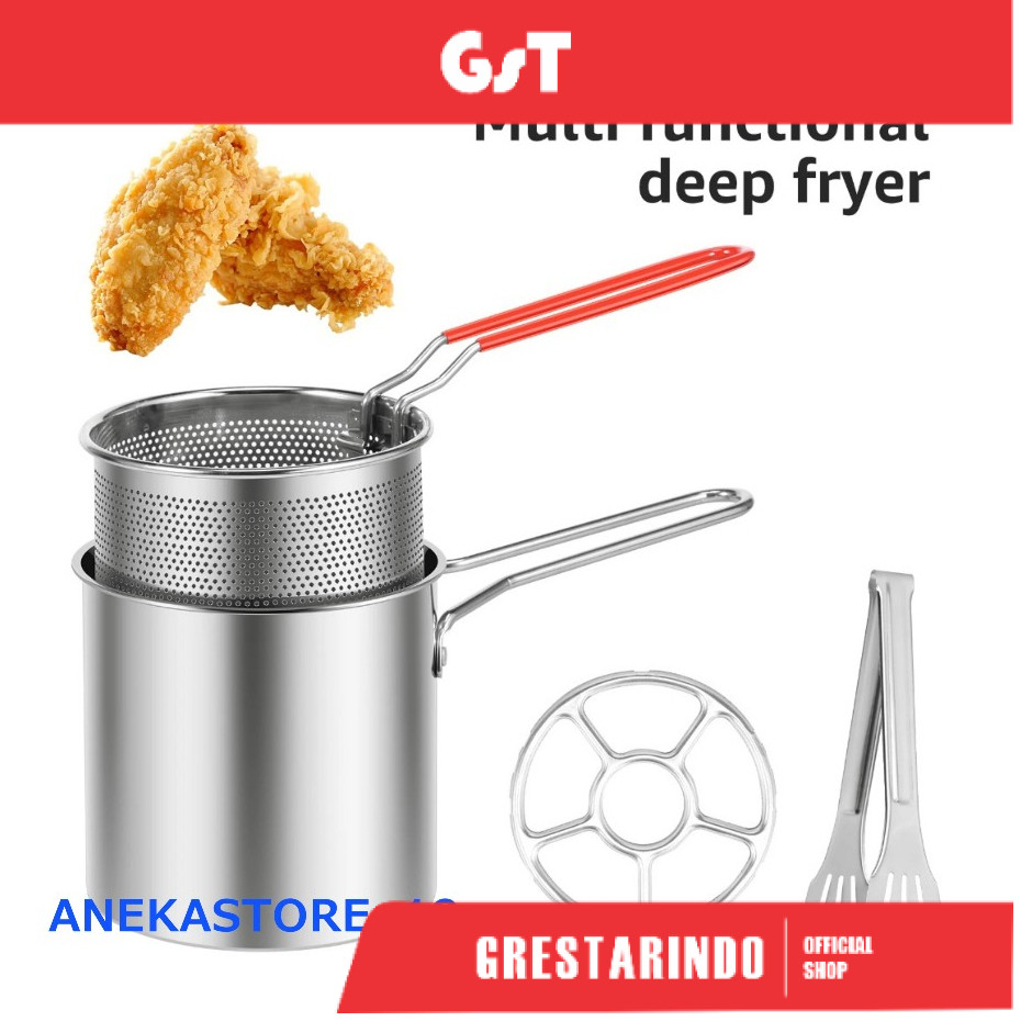 Mini Deep Fryer 4in1 Panci Penggorengan Kentang Kukusan Sayur Mie Multifungsi Capitan Stainless