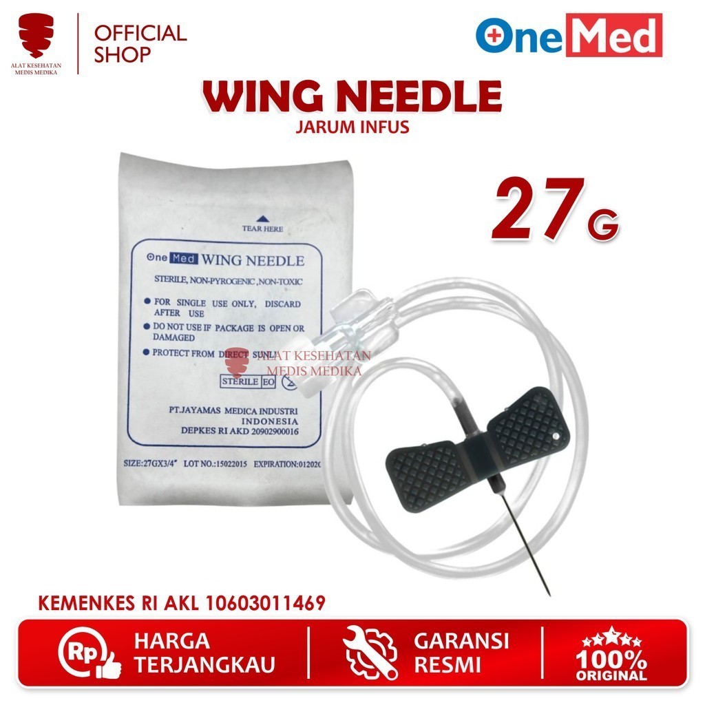 Onemed Needle Wing 27G Jarum Infus Infusion Set Kupu 27 G Sterile Box Medis