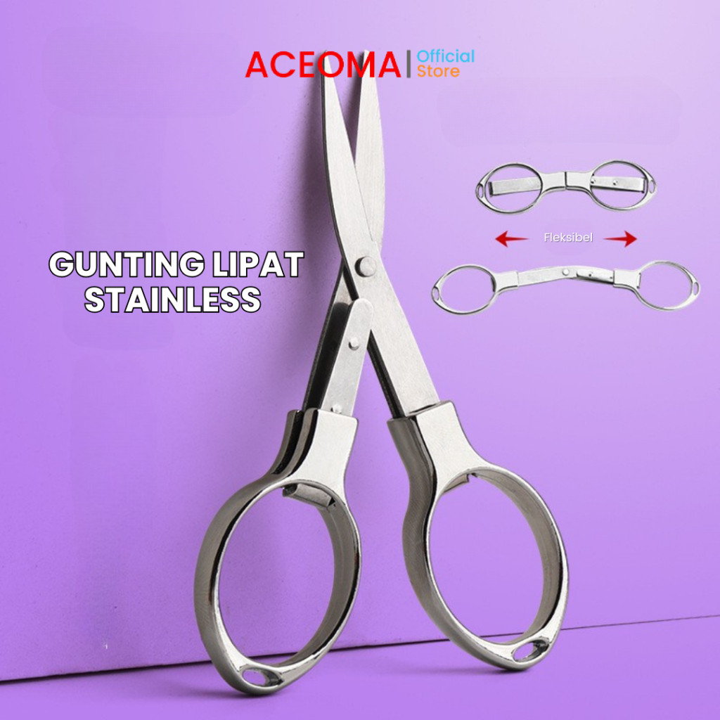 

Gunting Lipat Mini Portable Stainless Travel Anti Karat Tajam Scissor