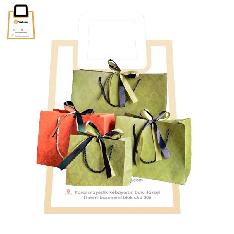 

CALIOGRI.SHOP Paperbag Batik Kekinian Hampers Souvenir Gift Bag Holo Pita Hijau Orange