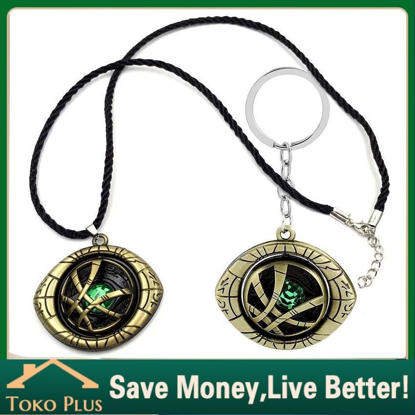 Kalung Titanium Pria Doctor Dr Strange Glow Dark Kalung Eye Agamotto Cosplay Avengers / Keychain Gan