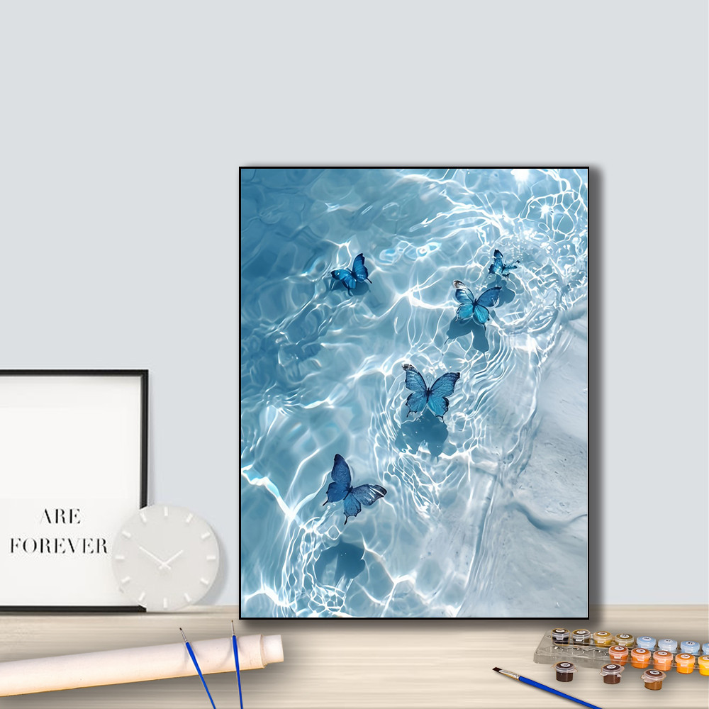 

1Pcs Water Butterfly Digital Oil Painting Kit, Artwork, Digital Painting, -16x20 inches - without frame