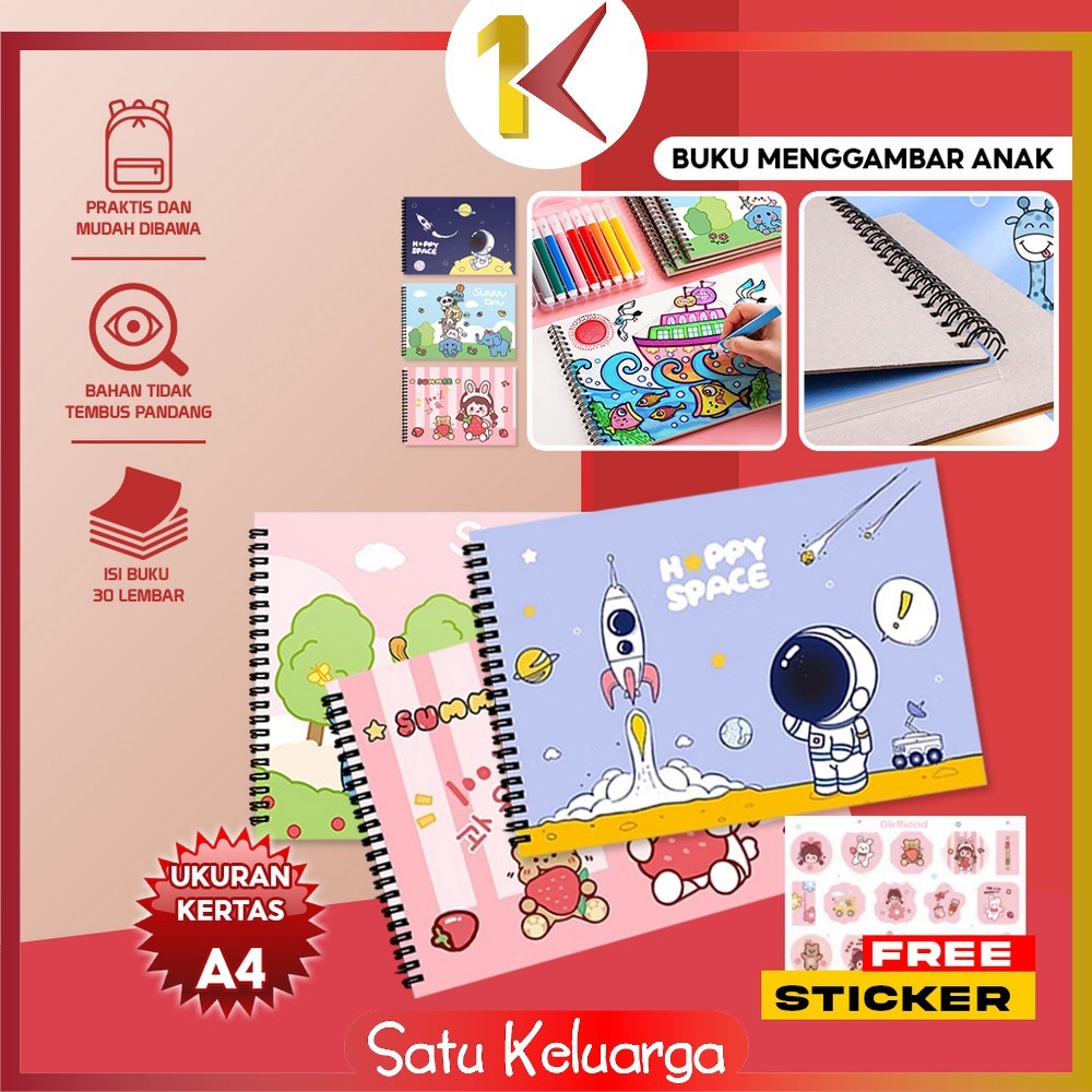 

SK-A62 Buku Gambar A4 30 Lembar Drawing Book Buku Mewarnai Anak Balita Painting Book / Buku Menggambar Buku Sketsa Gambar Lukis
