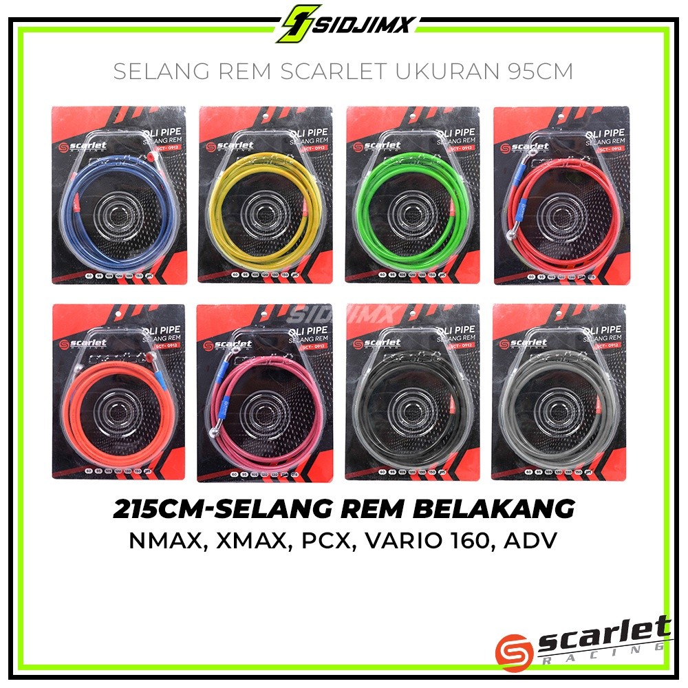 PUJEGANSHOP Selang Rem Belakang Ukuran 215 cm SCARLET Bukan TDR KTC Motor Nmax New Xmax PCX 150 Vari