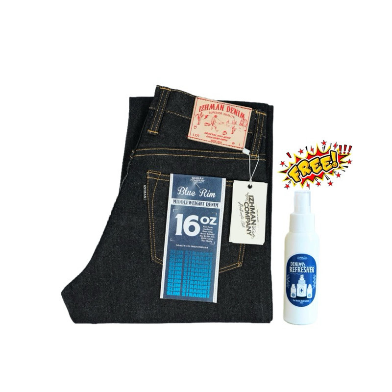 Izhman denim - Blue Rim 16oz Celana Denim Selvadge accent - Blue Deep Indigo - Free refresher.