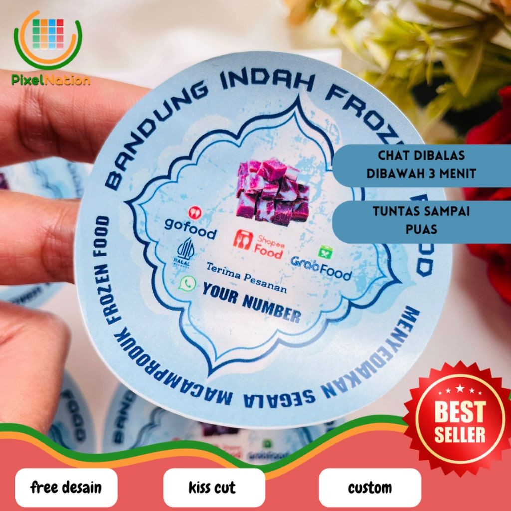 

PiNat 2-4 Sticker Vinyl Frozen Food Label Anti Air Makanan Beku Free Desain Custom Nama Murah