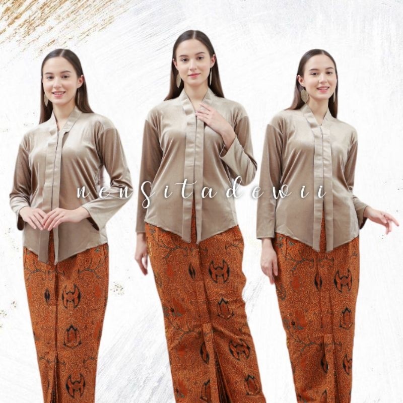 Kebaya Bludru Kartini / Kebaya Hijab Leher V (Bahan Tebal)