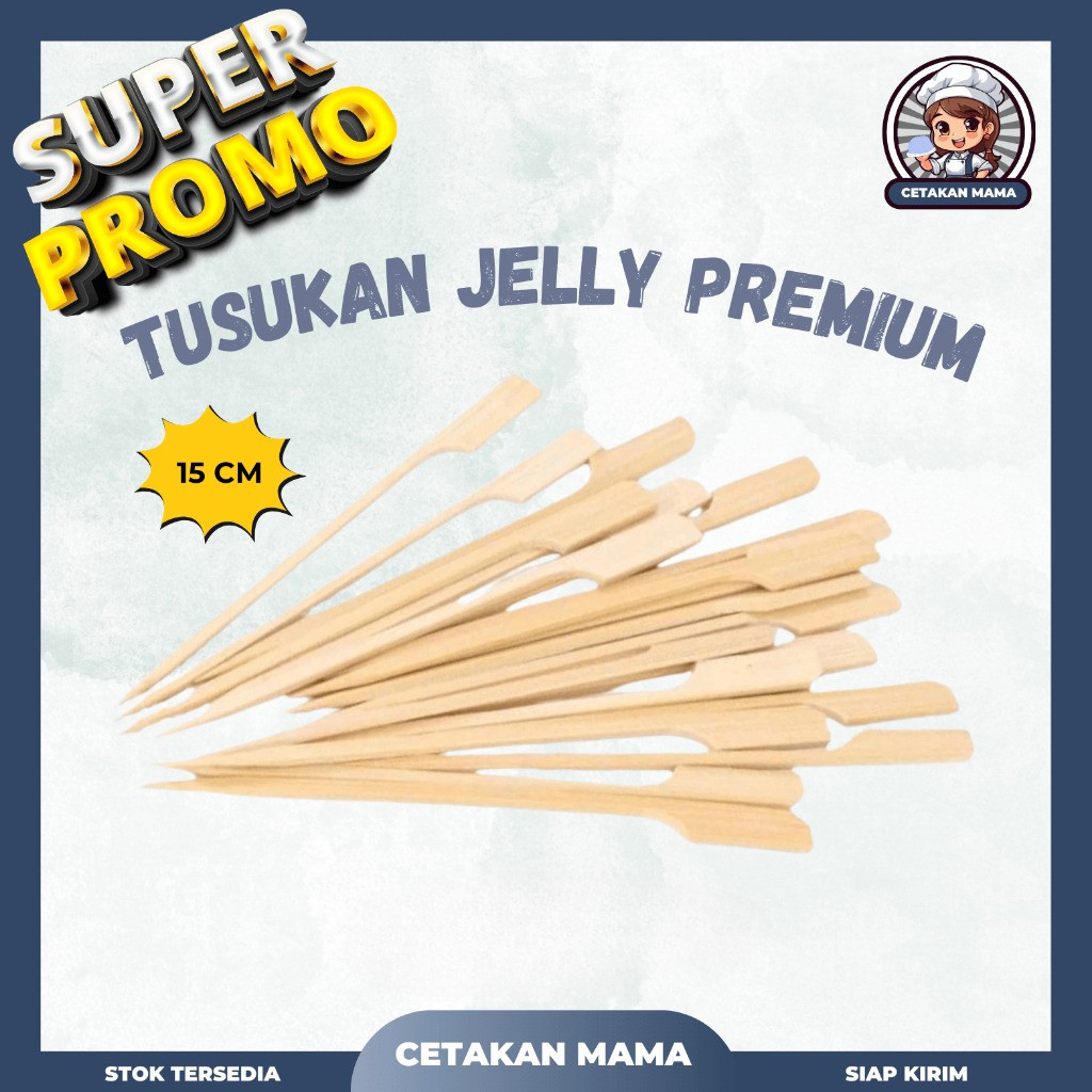 Tusuk Sate Kayu Flat 15cm Food Grade Anti Jamur | Tusukan Sosis Nugget Buah Impor

