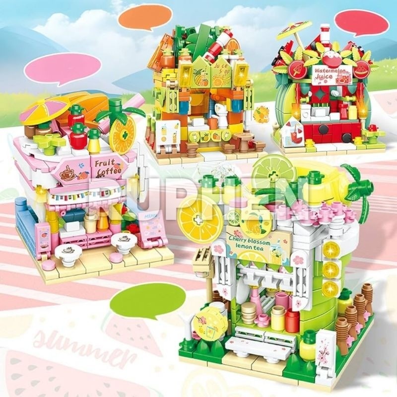ORANSHOP QS08 Bricks Toko Jus Juice Store Coffee Shop 70343-46 Building Sembo Block