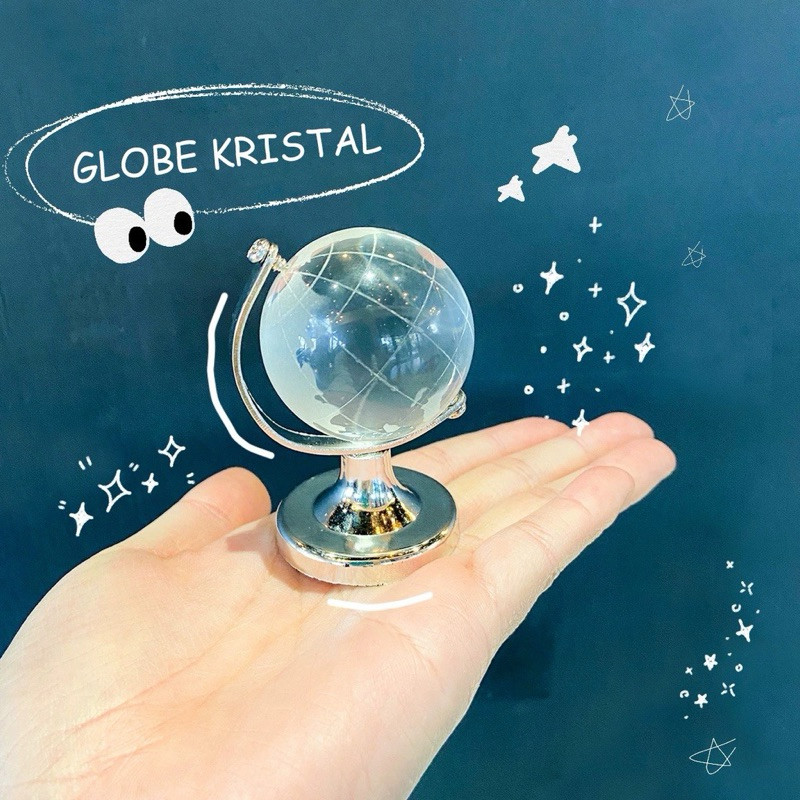 (acc ptk) Dekorasi pajangan Meja Globe Kristal Mini Dekorasi Desktop Kreatif Pajangan Bola Kristal U