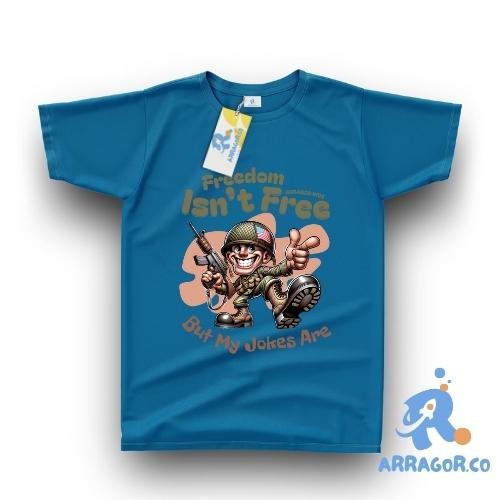 ARRAGOR KIDS - kaos anak laki-laki dan perempuan tentara bebas Regular Fit usia 1-10 tahun Katun
