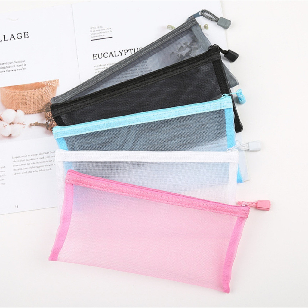 

BLOSSOM TP87 Pouch Tempat Pensil Jaring Transparan A6 22 x 12 cm Zipper Pencil Cosmetic Bag