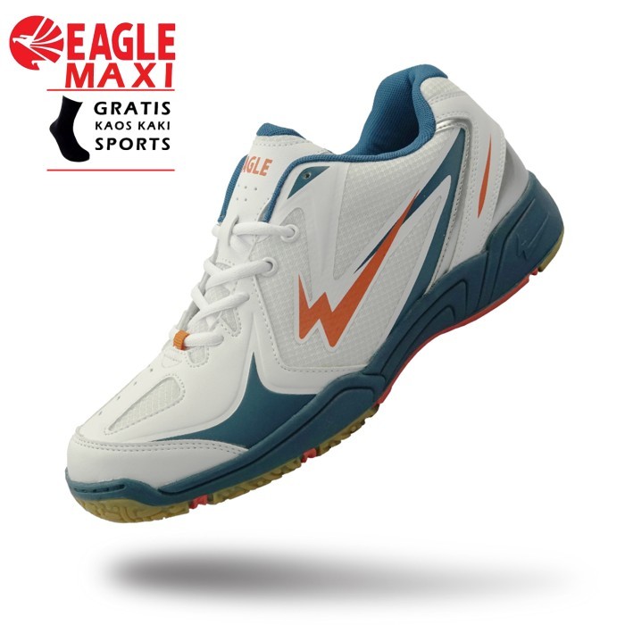 Sepatu Badminton Eagle Maxi Original Sepatu Bulu Tangkis Eagle - Putih, 37