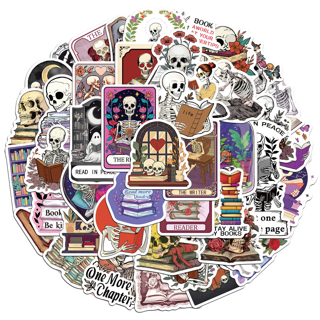 

50PCS Skull Book Stickers Exquisite Hand Account Materials Phone Cases Laptops Suitcases Waterproof Stickers
