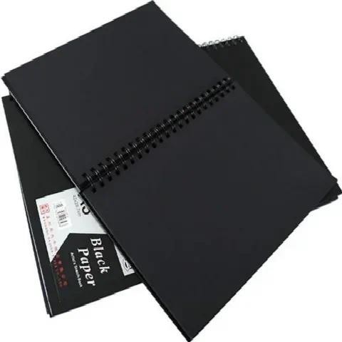 

A4 Black Card Book 120 Pages Black Card Paper Inner Page Coil Book Graffiti A3 Photo Album DIY Black Sketchbook Notebook