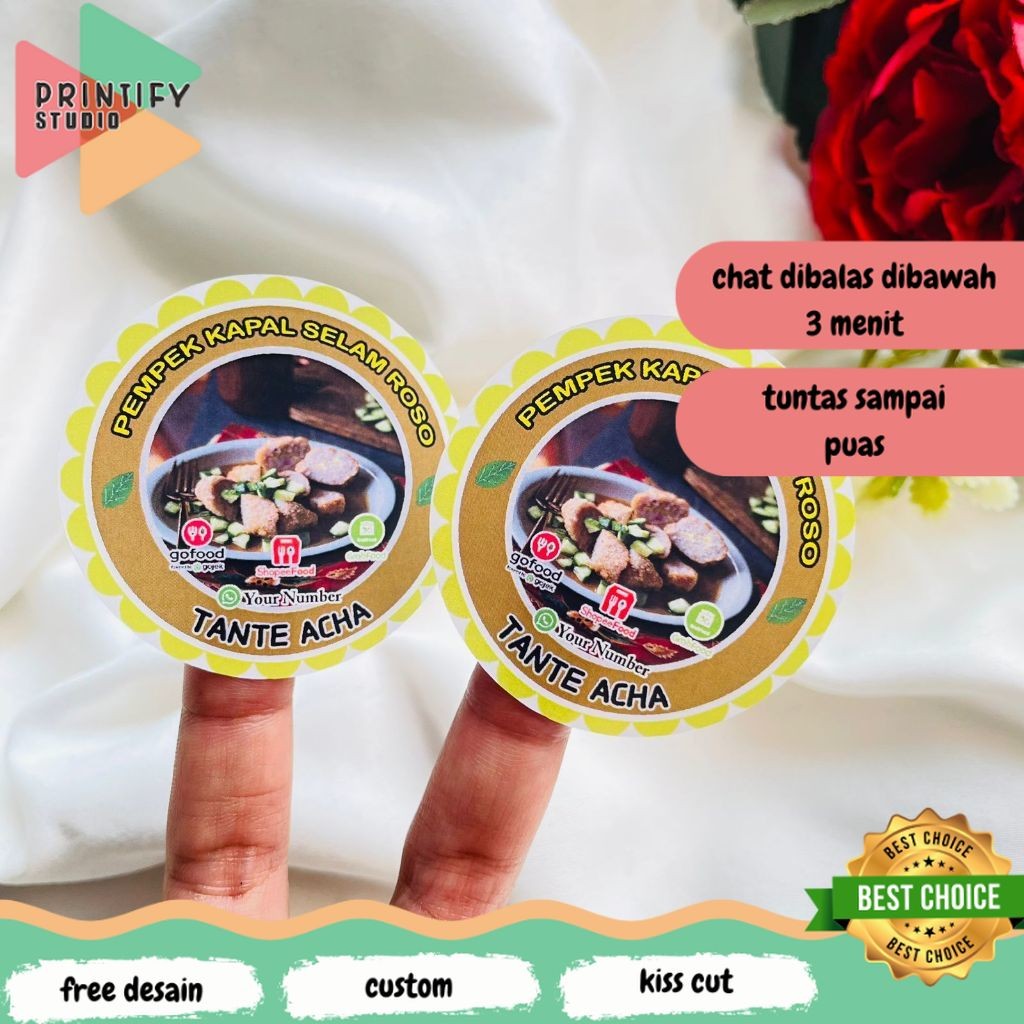 

Printify Sticker Chromo Bulat Edisi Pempek Tekwan Makanan Khas Palembang Free Desain Murah Uk.Kecil