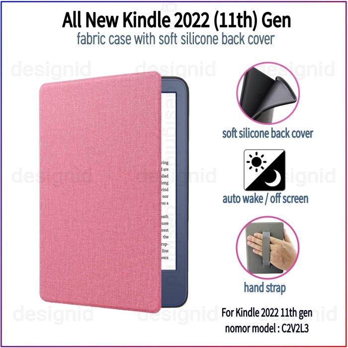 

promo -All new kindle 2022 11th gen Fabric case soft silicone back cover - sand grey