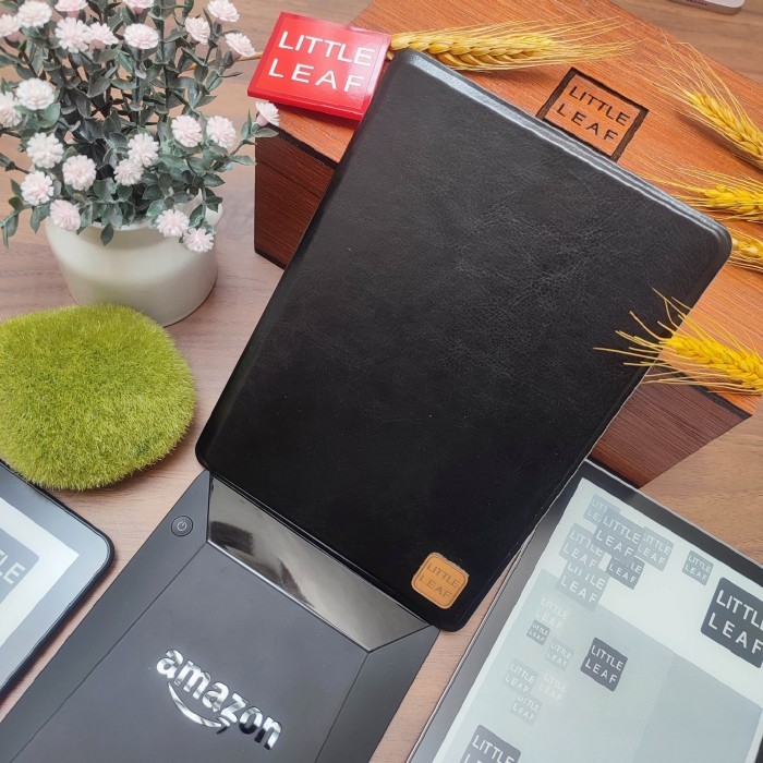 

promo -Smart Kindle Paperwhite 11th Leather Case Grip Casing Handstrap 2021 - Black