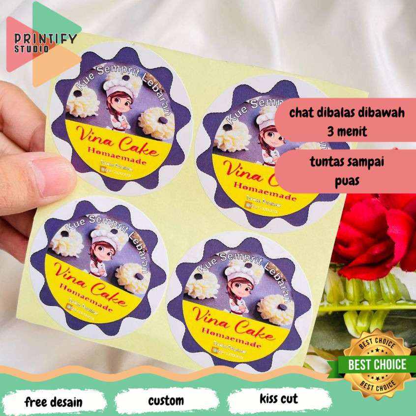 

Printify 5-8 Sticker Label Toples Kue Edisi Cookies Lebaran Stiker Free Desain Custom Nama Sedang