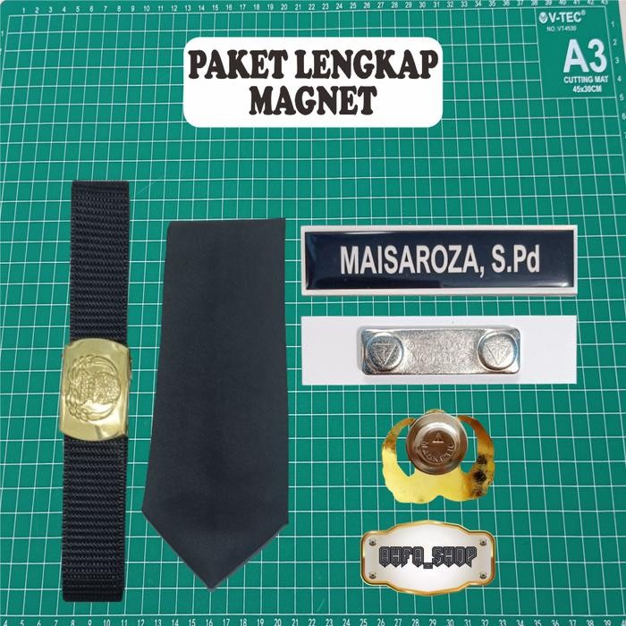 

New Collection Paket lengkap Name Tag ASN (Ikat pinggang, Dasi, Name Tag & Pin Korpri) Hitam - Magnet, 130cm