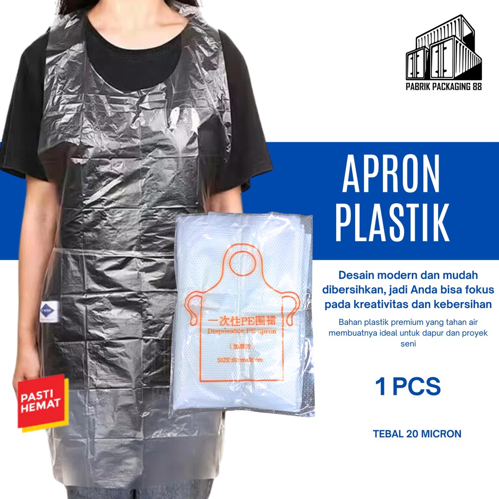 Apron Celemek Plastik Bening Apron Disposable PE Alat Perlindungan Diri Baju Pendek Multifungsi