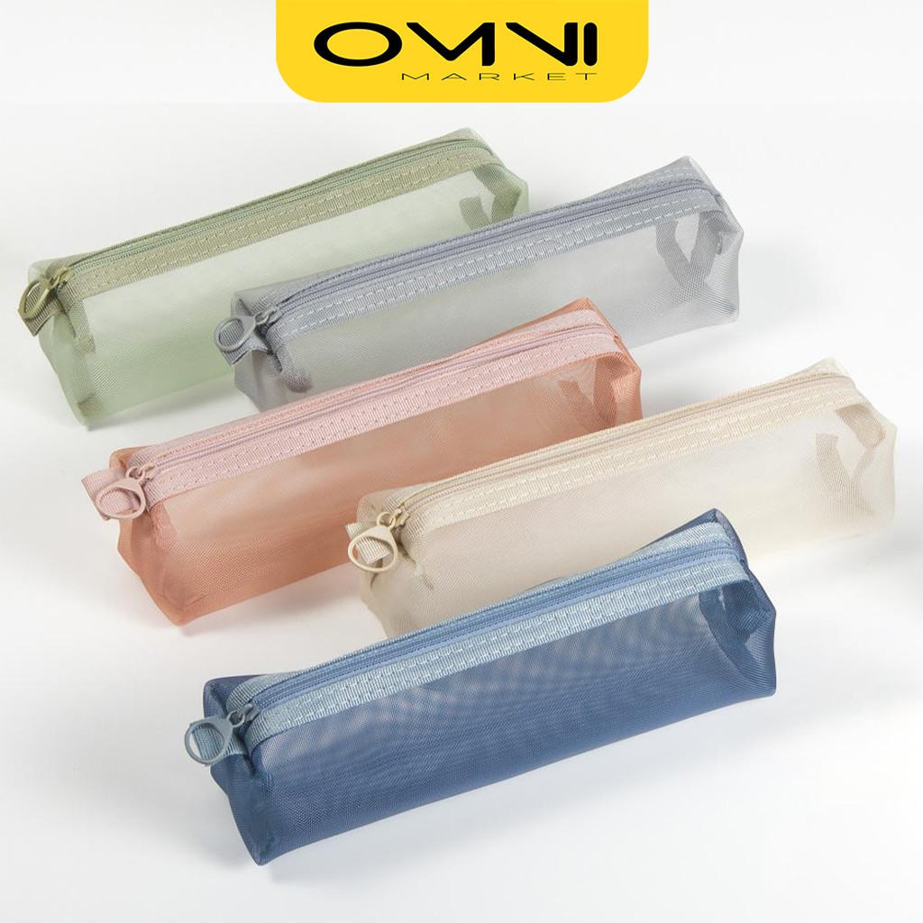 

Tempat Pensil Sekolah Transparan Simple Pouch Kosmetik Jaring Tempat Penyimpanan Alat Tulis ATK3010