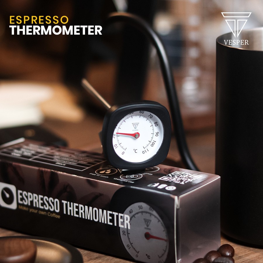 Vesper thermometer espresso coffee milk with black rubber / thermometer temperature kopi susu air li