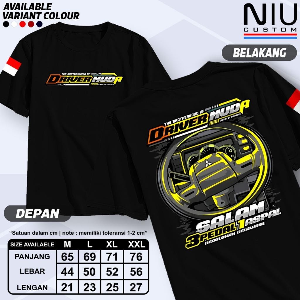 Kaos DRIVER MUDA (Salam 3 Pedal) Baju Kata Kata Driver Sopir Keren Distro- Tshirt Pekerja Keras