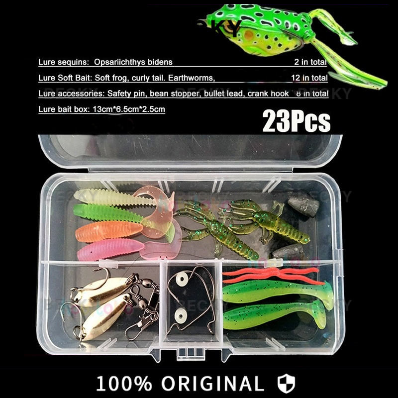 BECKY 23Pcs Soft Lure 1set Soft Bait Fishing Lure Umpan Pancing Gabus Umpan Lembut Soft Lure Casting