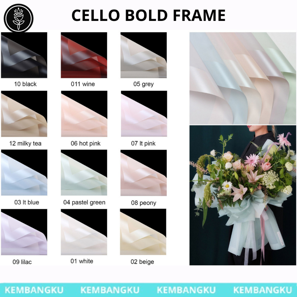 

(lembaran)Kertas Buket polos Cellophane Bold Frame/kertas buket Macaron Flower Wrapping