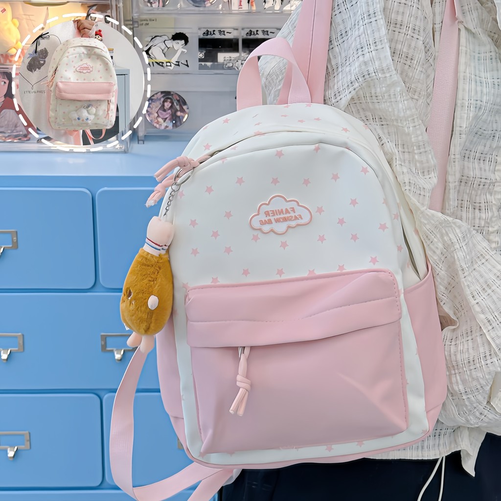 Tas Ransel Kuliah/Backpack Wanita/Tas Sekolah Korea/Tas Wanita Ransel/Tas Laptop Lucu/Ransel Traveli
