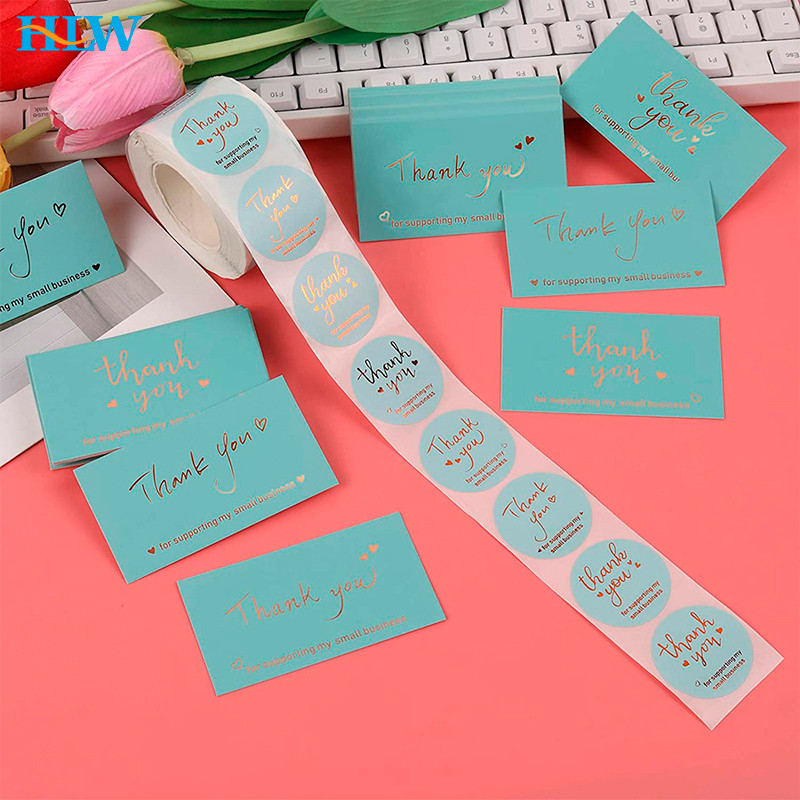 

50 Pcs Blue Thank You For Supporting My Small Business Card Reflective Laser Cards Greeting Postcard For Online Retail Shopping