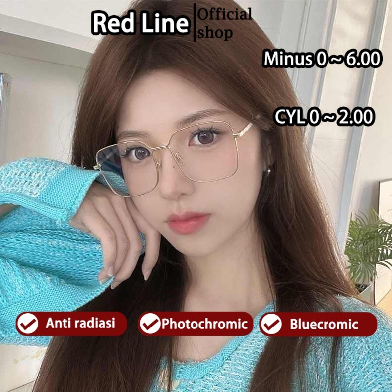 Red Line Kacamata Photocromic Minus Anti Radiasi Blueray Cylinder Wanita Pria Cowok Korea Fashion Be