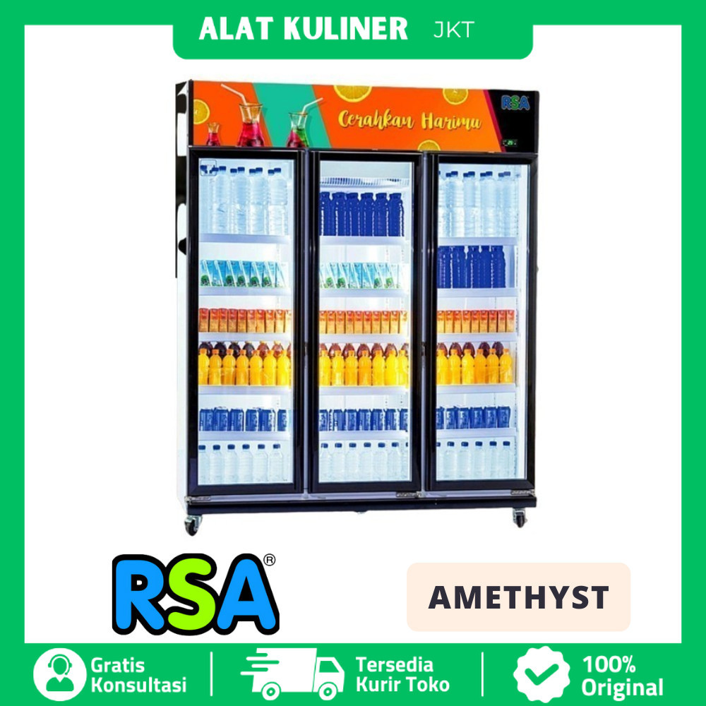 SHOWCASE COOLER RSA AMETHYST LEMARI PENDINGIN MINUMAN 3 PINTU  GARANSI RESMI