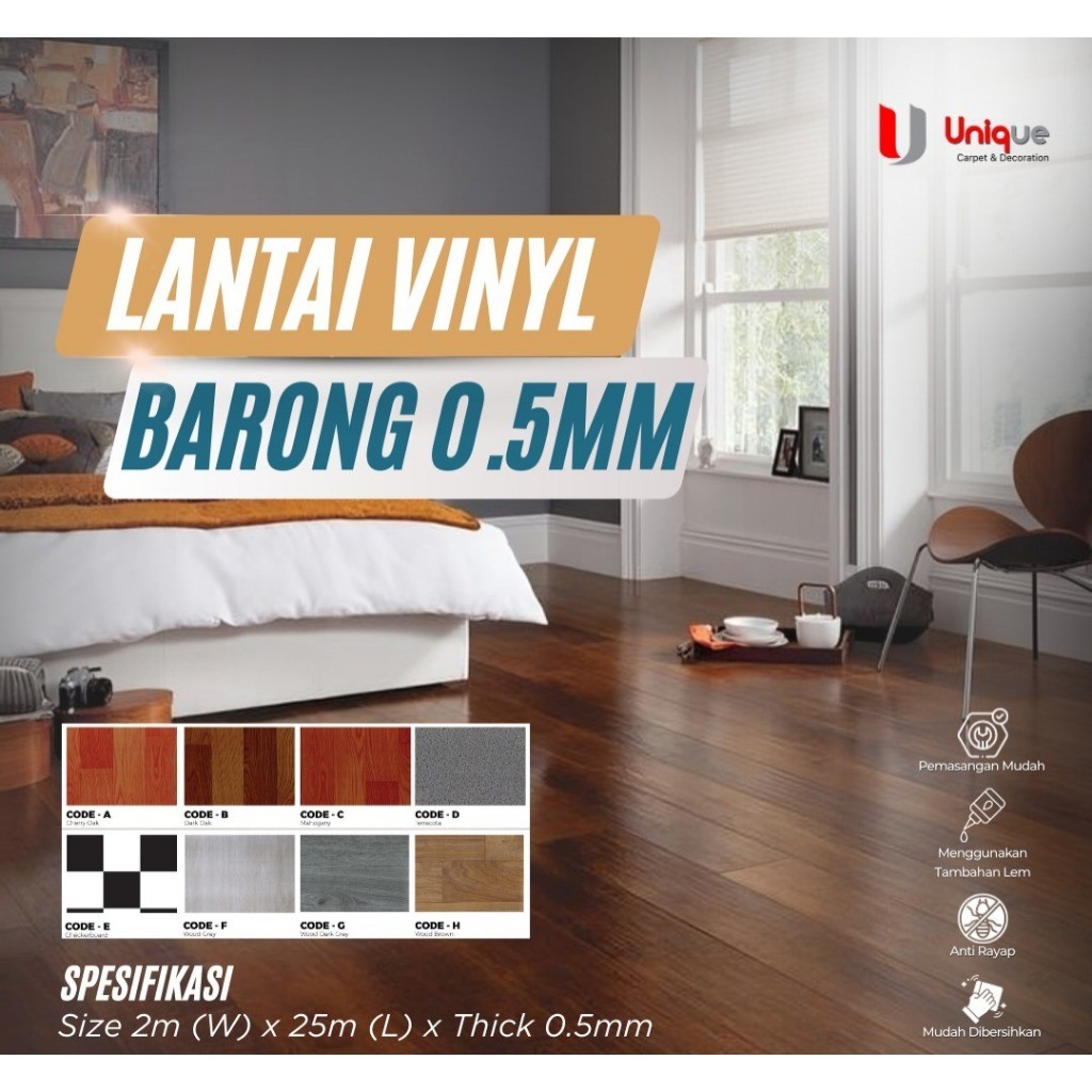 NEW Karpet Vinyl Motif Kayu Tebal 0.5mm Barong