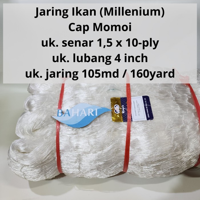 Jaring Ikan Momoi Millenium 10ply - 4" 105/160 (Multi Monofilament Net benang 1,5G 10ply)