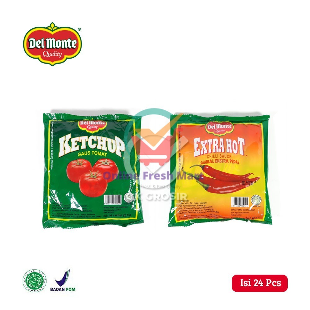 

Delmonte Saus Sambal Sachet Tomat & Extra Hot (Isi 24 Pcs) - Online Fresh Mart Denpasar