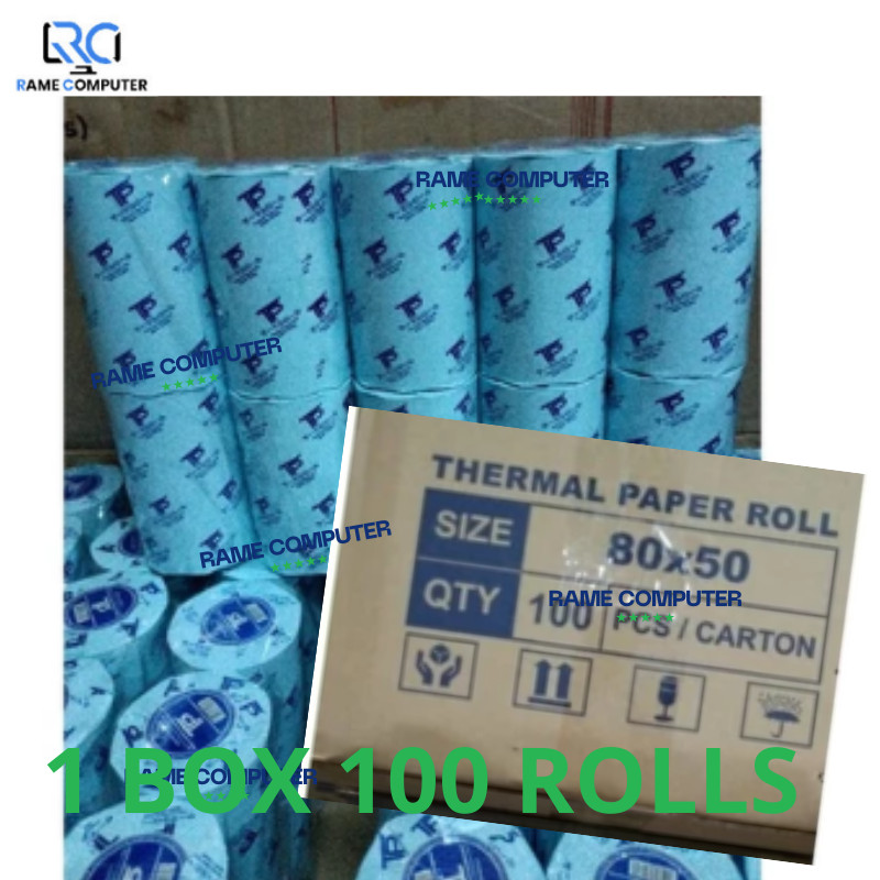 

1 BOX 100 ROLL Kertas Thermal Label Printer 80mm 80x50 Kertas Struk kasir